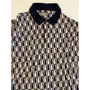 Haggar Golf Polo Shirt Men's XL‎ Black  Preppy Cotton Casual Shirt Print Golf